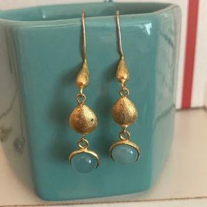 GoldTone Light Turquoise Earrings GWP
